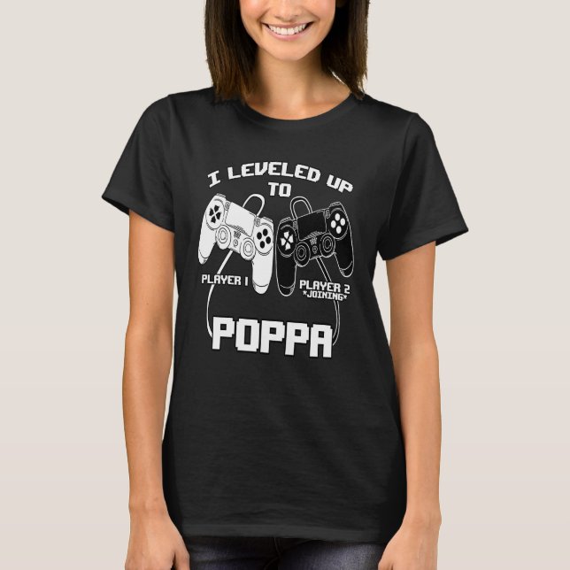 I Leveled Up To Poppa Gaming Baby Gender Announcem T-Shirt (Vorderseite)
