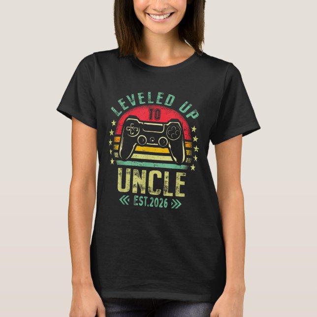I Leveled Up To Uncle 2026 Promoted To Uncle Level T-Shirt (Vorderseite)