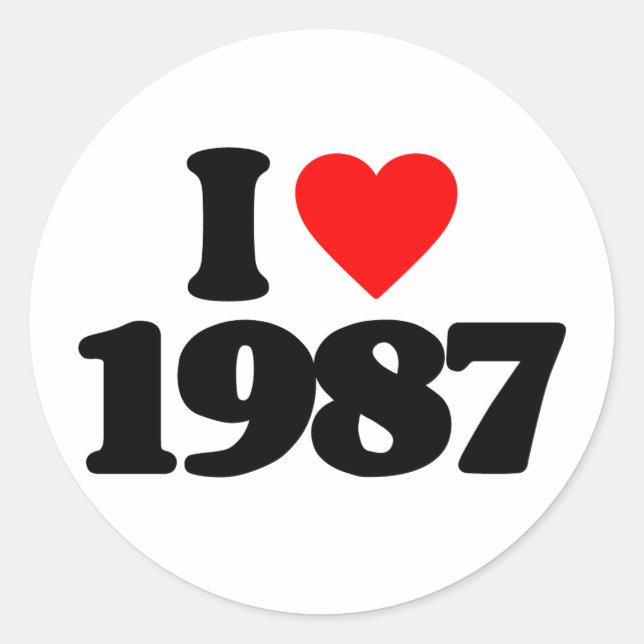I LIEBE 1987 RUNDER AUFKLEBER (Vorderseite)