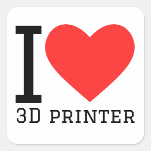 I Liebe 3D-Drucker Quadratischer Aufkleber