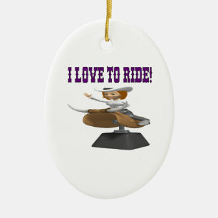 I Liebe, 4 zu reiten Keramikornament