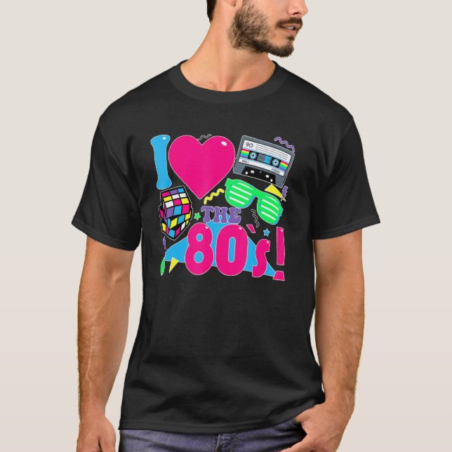 I Liebe 80er 80er Kleidung für Frauen und Männer T-Shirt (Vorderseite)