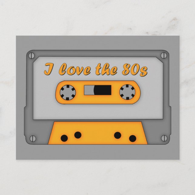 I Liebe 80er (Kassette) Postkarte (Vorderseite)