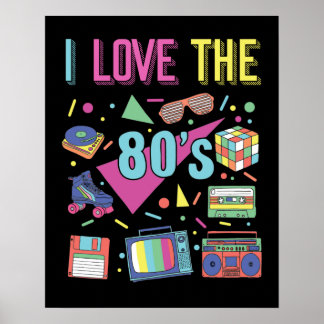 I Liebe 80er Kleidung für Frauen und Männer Party Poster
