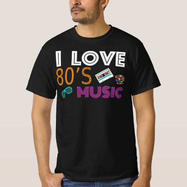 I Liebe 80er Music - 80er Kostüm, Extravagantes Kl T-Shirt (Vorderseite)