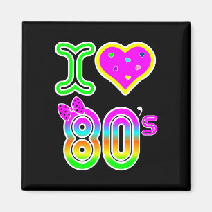I Liebe 80er Shirt - Retro Neon Kostüm Halloween Magnet