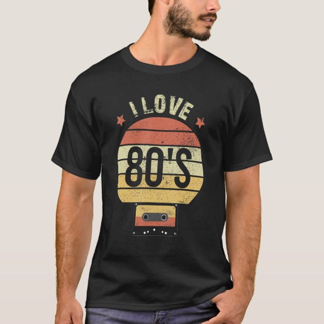 I Liebe 80er Vintage Retro-Band T-Shirt (Vorderseite)
