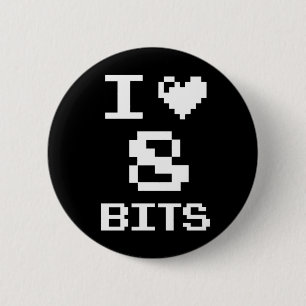 I Liebe 8 Bits Button