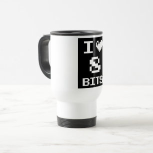 I Liebe 8 Bits, Gamer Geek Design Reisebecher