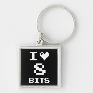 I Liebe 8 Bits, Gamer Geek Design Schlüsselanhänger