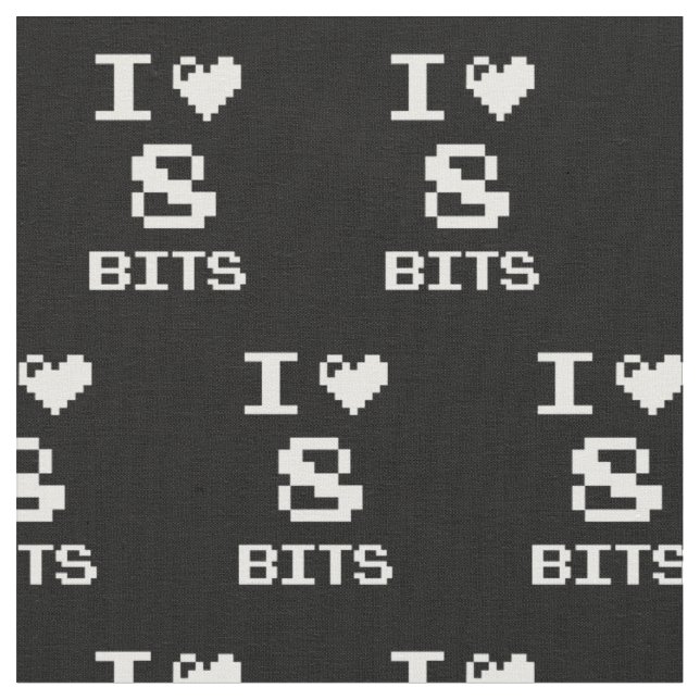 I Liebe 8 Bits, Gamer Geek Design Stoff (Nahaufnahme)