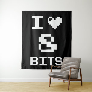 I Liebe 8 Bits, Gamer Geek Design Wandteppich