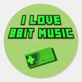 I Liebe 8Bit Music Green Retro Digital Art Runder Aufkleber
