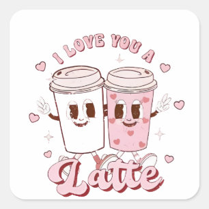 I Liebe a Latte Groovy Bubble Teatro Sociale Belli Quadratischer Aufkleber