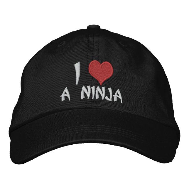 I Liebe A Ninja Bestickte Baseballkappe (Vorderseite)