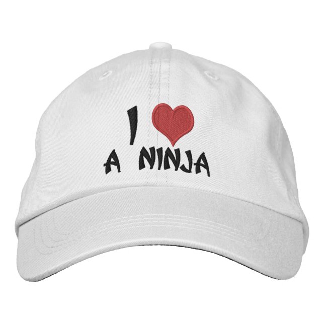 I Liebe A Ninja Bestickte Kappe (Vorderseite)