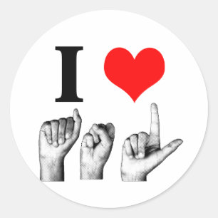 I Liebe A-S-L Runder Aufkleber