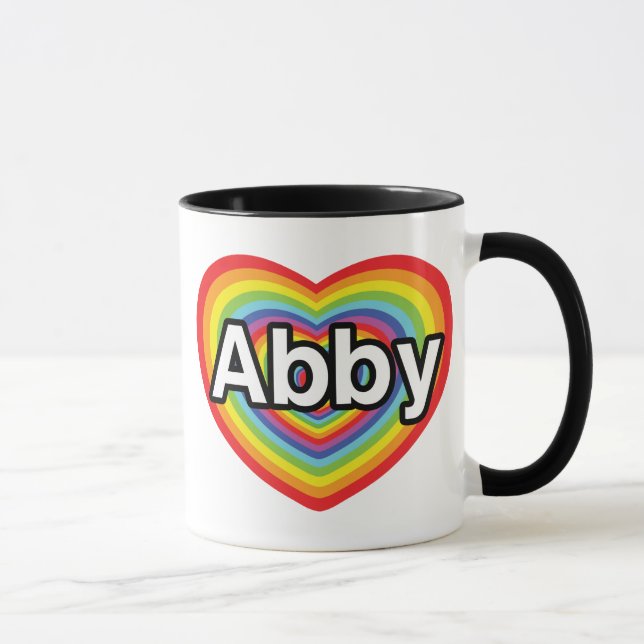 I Liebe Abby, Regenbogenherz Tasse (Rechts)