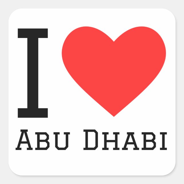 I Liebe Abu Dhabi Quadratischer Aufkleber (Vorderseite)