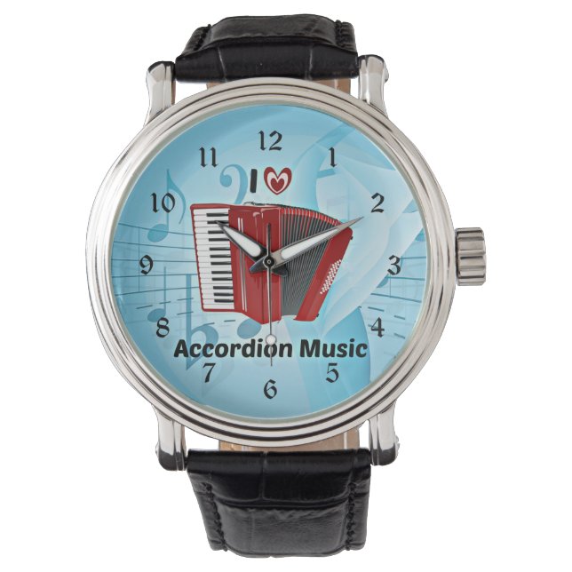I Liebe Accordion Music Armbanduhr (Vorderseite)
