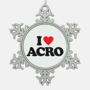I LIEBE ACRO SCHNEEFLOCKEN Zinn-Ornament