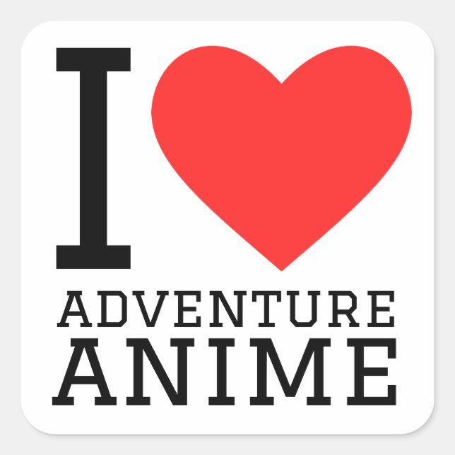 I Liebe Adventure Animes Quadratischer Aufkleber (Vorderseite)