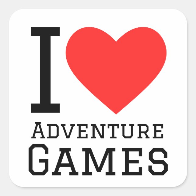 I Liebe Adventure Games Quadratischer Aufkleber (Vorderseite)