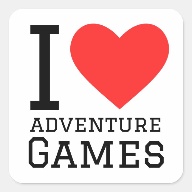 I Liebe Adventure Games Quadratischer Aufkleber (Vorderseite)