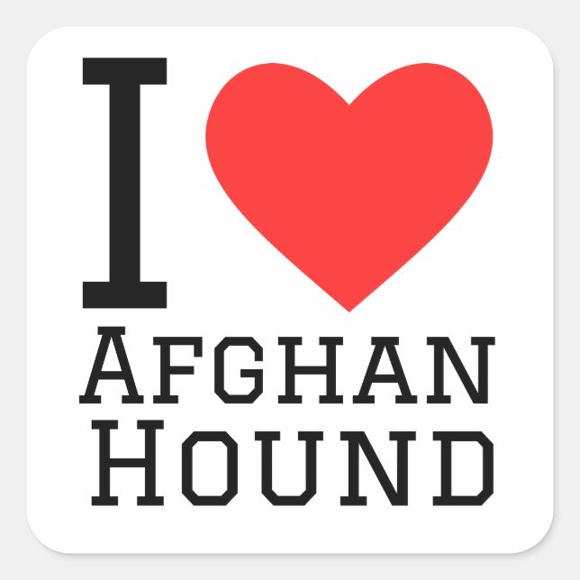 I Liebe afghan hound Quadratischer Aufkleber (Vorderseite)