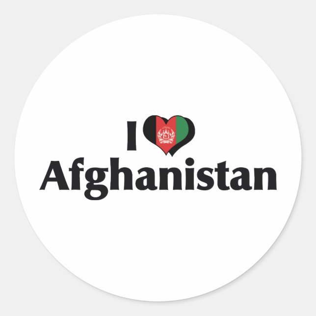 I Liebe Afghanistan Flag Runder Aufkleber (Vorderseite)