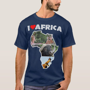 I Liebe Africa Wildlife Map Collage T - Shirt