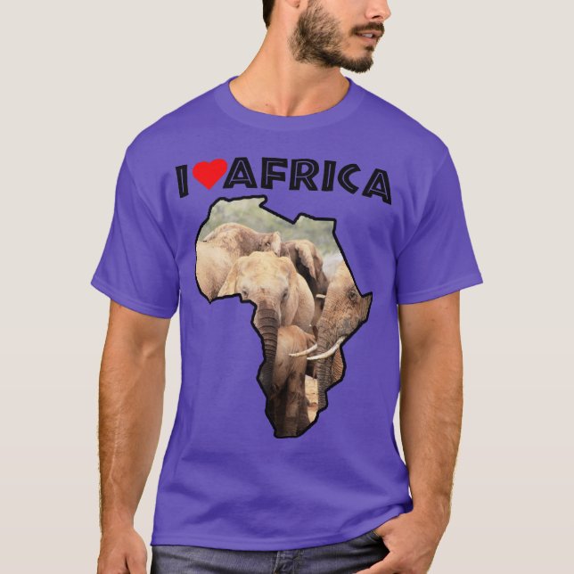 I Liebe Africa Wildlife Map Elephant Bodyguard T-Shirt (Vorderseite)