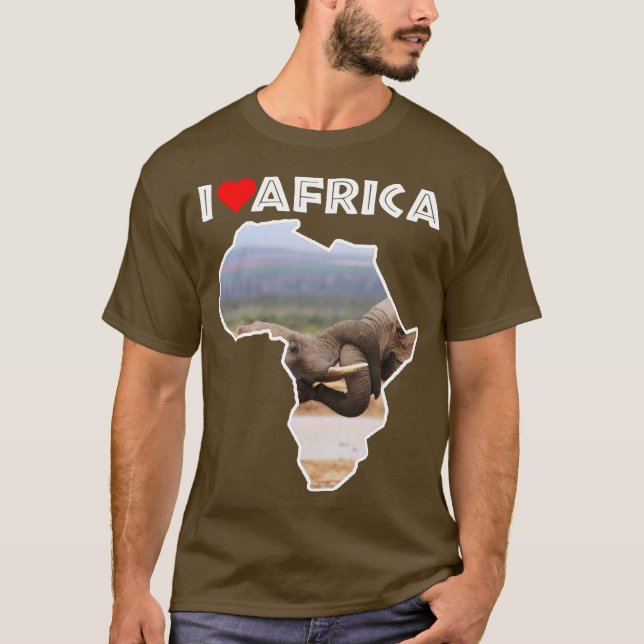 I Liebe Africa Wildlife Map Elephant Tug of War T-Shirt (Vorderseite)