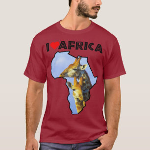 I Liebe Africa Wildlife Map Giraffe Cuddles T - Sh T-Shirt