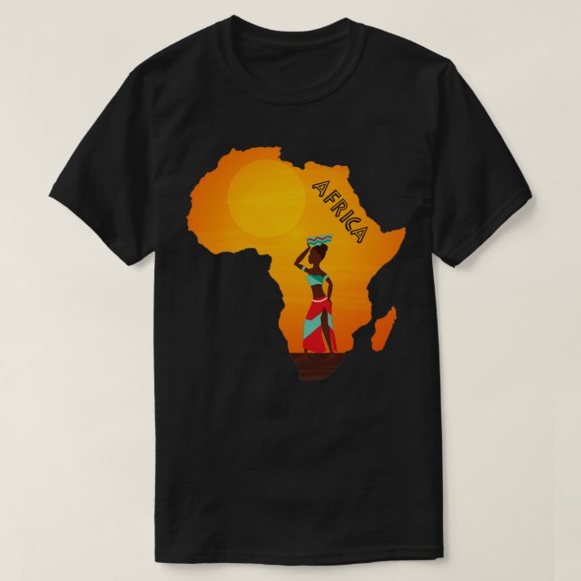 I Liebe Afrika Afrikanische Frau Karte Afrika Prei T-Shirt (Design vorne)