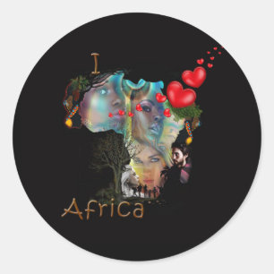 I Liebe Afrika Runder Aufkleber