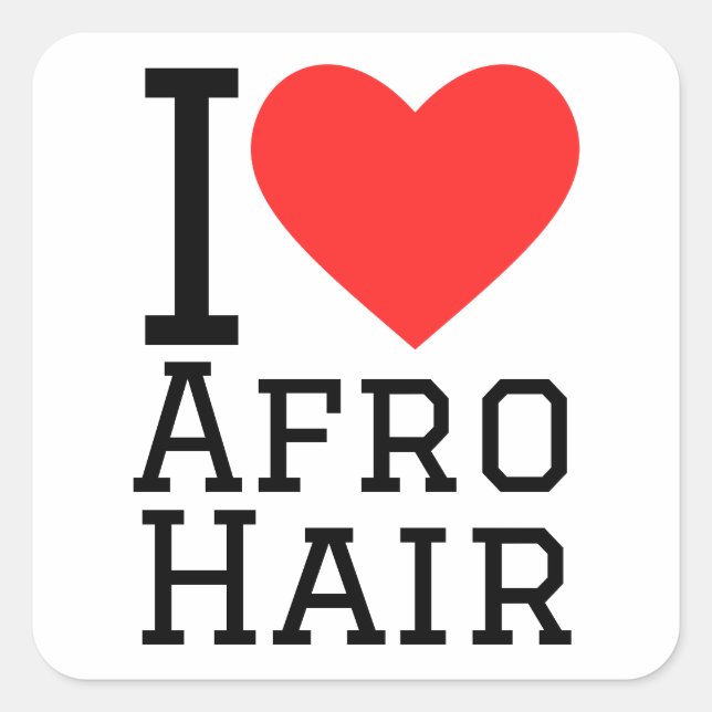 I Liebe Afro haar Quadratischer Aufkleber (Vorderseite)