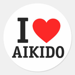 I Liebe Aikido Runder Aufkleber