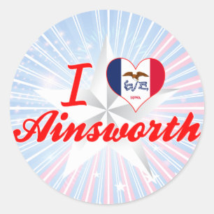 I Liebe Ainsworth, Iowa Runder Aufkleber