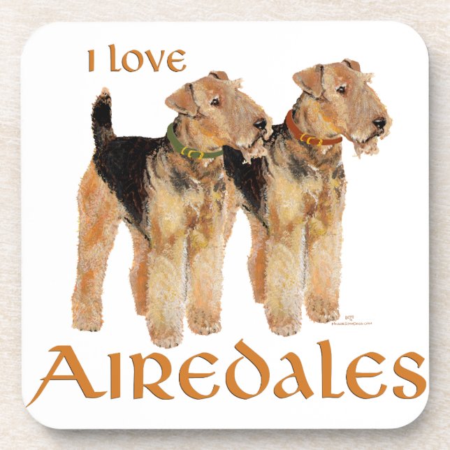 I Liebe Airedales Getränkeuntersetzer (Vorderseite)