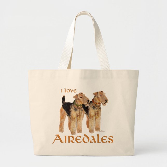 I Liebe Airedales Jumbo Stoffbeutel (Vorne)