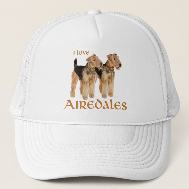 I Liebe Airedales Truckerkappe (Vorderseite)