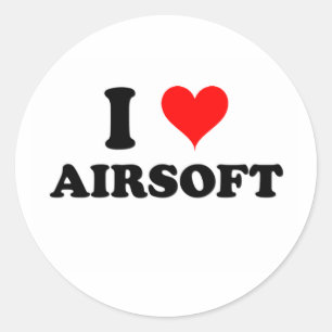 I Liebe Airsoft Runder Aufkleber