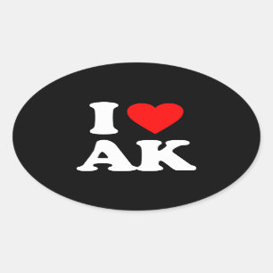 I LIEBE AK OVALER AUFKLEBER