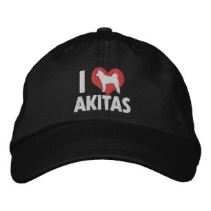 I Liebe Akitas bestickter Hut (dunkel)
