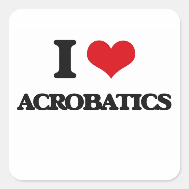 I Liebe Akrobatik Quadratischer Aufkleber (Vorderseite)