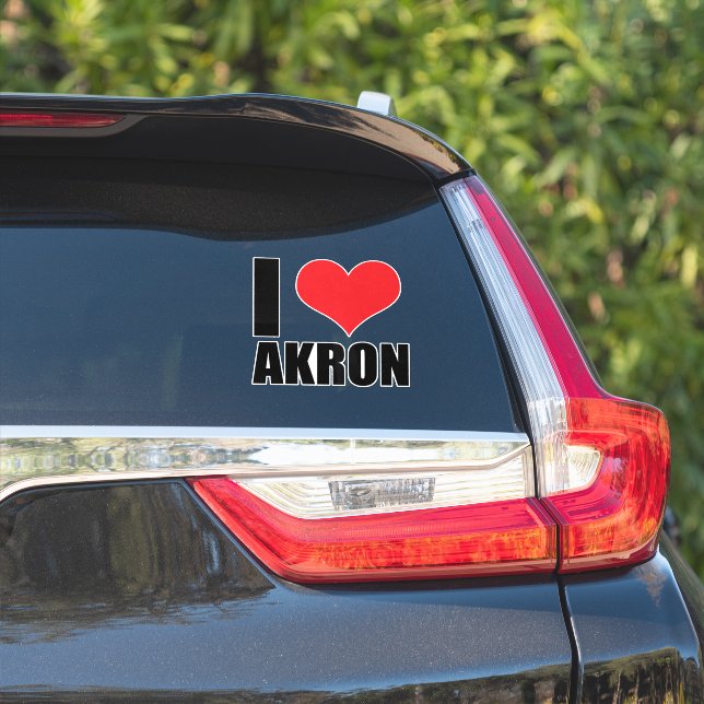 I Liebe Akron Aufkleber (Auto Seite)