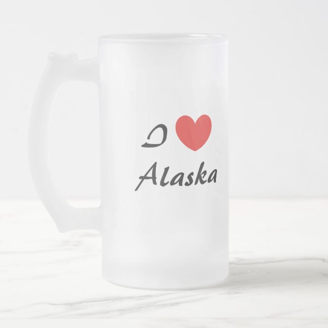 I Liebe Alaska Herztypografie Mattierte Tasse (Links)