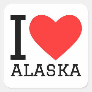 I Liebe Alaska Quadratischer Aufkleber