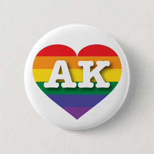 I Liebe Alaska Rainbow Heart Button